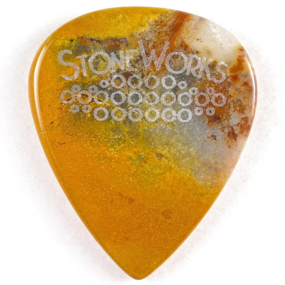 Yellow Moss Agate - Stone Guitar Pick