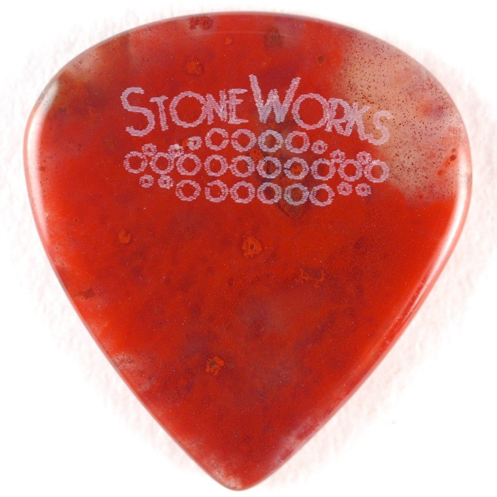 Red Moss Agate - Jazz Size Stone Guitar Pick