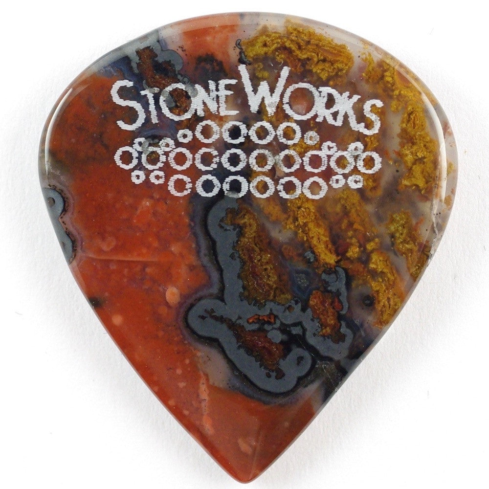 Moss Agate - Jazz Size Stone Guitar Pick
